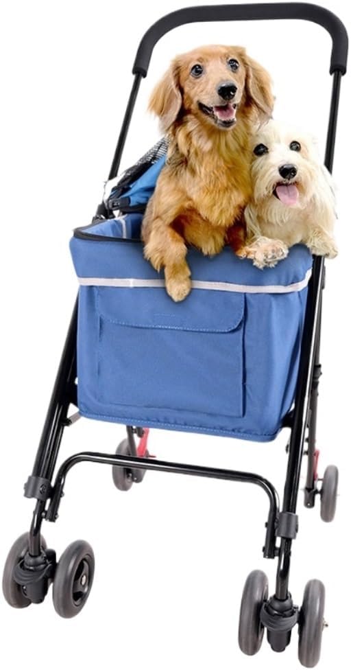 Pet Strollers Pet Stroller with Adjustable Handle, Puppy Stroller, Cat Stroller, Multifunctional Lightweight Stroller Pet Stroller Medium(Blue)