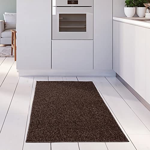 THE RUGS Low Pile Area Rugs - Modern Indoor Rugs for Living Room Bedroom, Dining Room, Entryway - Non-Shedding (Brown, 60x110 cm) - Image 4