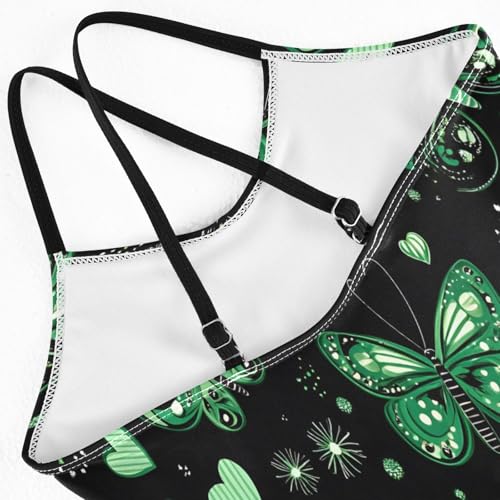 Girl's One Piece Swimsuit Green Butterflies Heart Beach Bathing Swimwear4