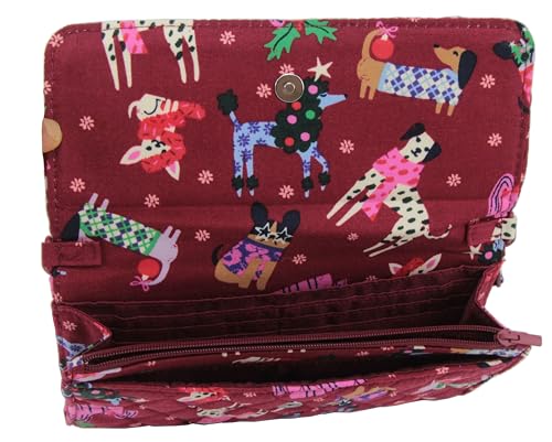 Vera Bradley Wallet Crossbody Bag in Cotton, Holiday Hounds3