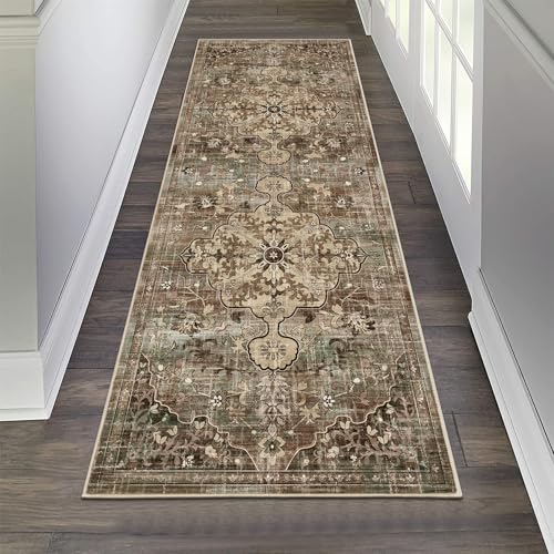 Pauwer Boho Hallway Runner Rug 2x6 Washable Entryway Area Rugs Non Slip Farmhouse Vintage Floor Mat Carpet Runner for Hallways Laundry Room Kitchen Bathroom Bedroom