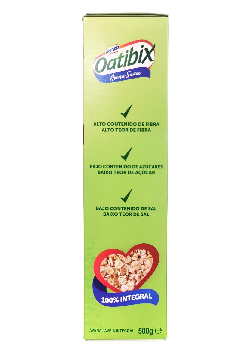 Weetabix Oatibix Vollkornhafer, weich, 100 % Hafer, 500 g (Box mit 14 Stück)