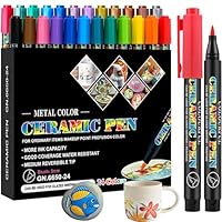 24 Stück Porzellanstifte Spülmaschinenfest, Wasserfest Stifte zum Steine Bemalen, Glasmalstifte Spülmaschinenfest, Acrylic Marker, Keramik Stifte für Steine Bemalen, Glas, Holz, Keramik, Metall