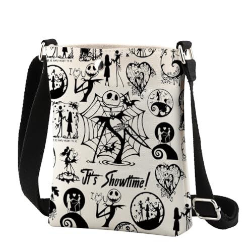 CMNIM Jack and Sally Crossbody Bag Nightmare Inspired Gifts for Horror Movie Fans Skull Small Shoulder Bag