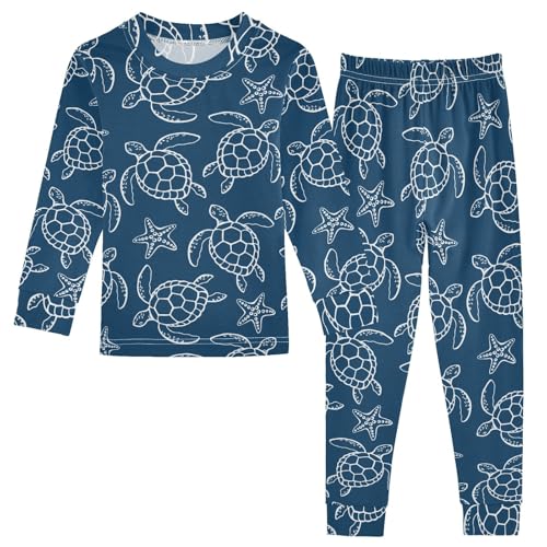 JHKKU Sea Turtle Starfish Pajamas Set Cotton 2 Piece Soft Comfy Pjs Long Sleeve Lounge Sleepwear 3T