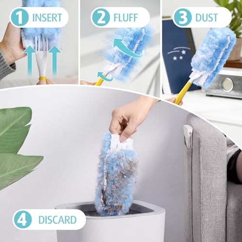 Image of Duster Refill for Swiffer Duster, 50 Count Heavy Duty 2 Side 360 Duster Refills, 6X Microfibers, Disposable Multi Surface Dusters for Cleaning (Not Include Handle)