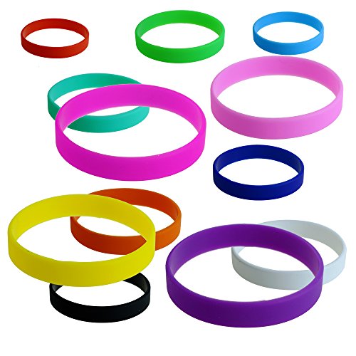 Etmact 12Pcs Blank Silicone Wristbands, Soft And Comfortable Rubber Bracelets, Assorted Colors #TOP2