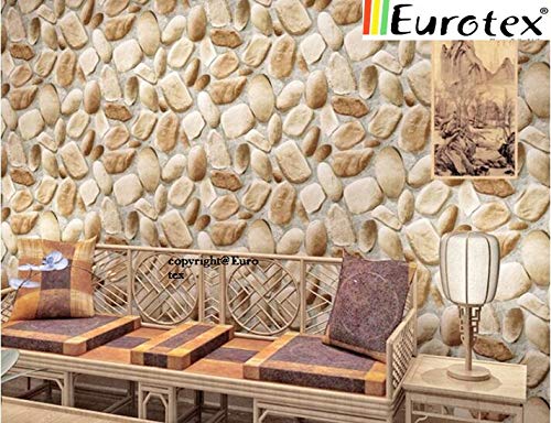 Image of Eurotex 3D Textured PVC Stone Brick Design Wallpaper Roll for Living Room, Bedroom Walls (Size- 0.53cm x 10Mtr)