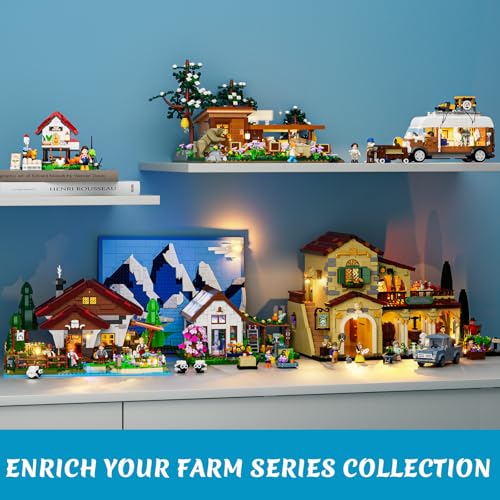 Shepherd's Cottage Alpine Farm - Set di costruzione per fattoria alpina, modello di montagna, 2265 pezzi, con luci a LED e sfondo 3D, giocattolo interattivo per fattoria di pecore con 4 - Lego - Immagine 6