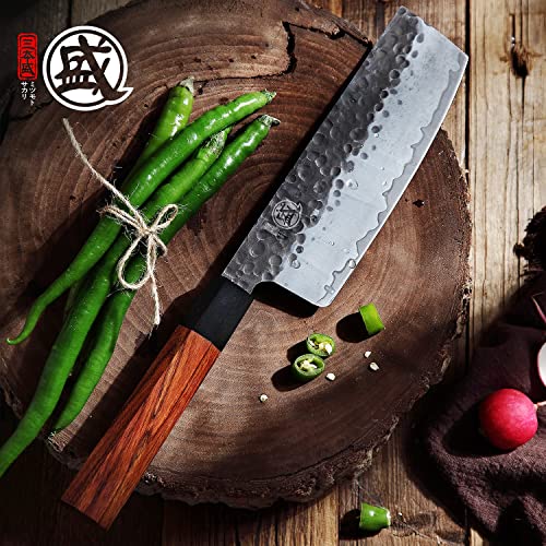 MITSUMOTO SAKARI Handgeschmiedetes Küchenmesser, 18 cm Nakiri Kochmesser – Ansicht 2