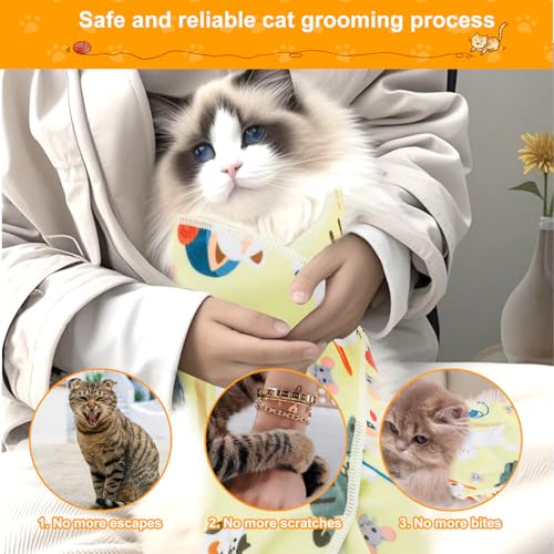 Image of Gosknor Self-Adhesive Cat Grooming Burrito Wrap, 21.65x21.65in Anti-Scratch Swaddle Blanket for Nail Clipping Anti-Escape Calming Cat Restraint for Trimming Pet Grooming Supplies (Large)