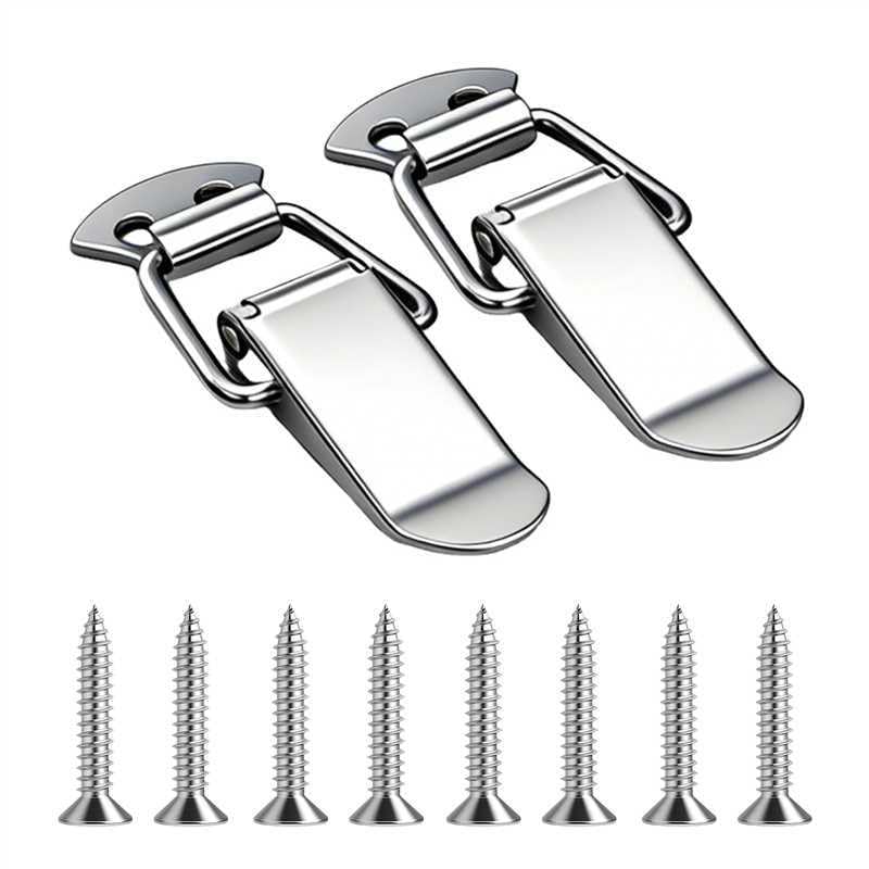 YOOZIYA 2 pièces Verrouillages à Ressort en Acier Inoxydable 56 mm,Fermeture à Ressort Avec Vis Pour Boîte à Outils,Meuble,Valise,Coffre,Couvercle de...