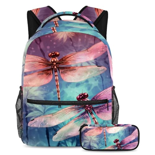 Ensemble sac à dos libellule florale et trousse, le cadeau idéal pour la rentrée