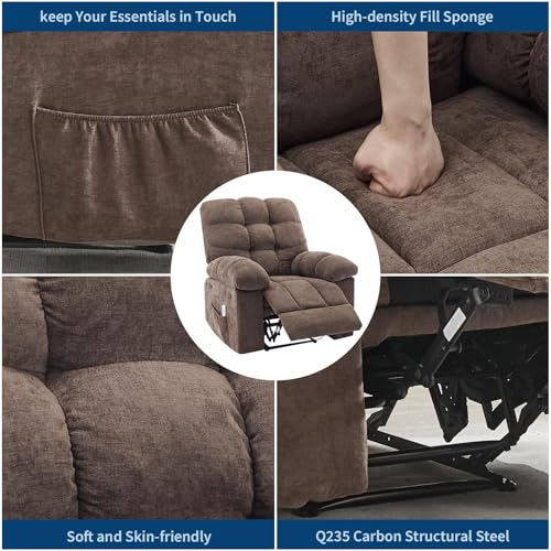 Image of Massage & Heating Recliner Chair for Adults, 150 Manual Oversized Recliner with Extra Wide Plush Seat, Overstuffed Comfortable Single Sofa for Living Room Bedroom Home Theater, Coffee