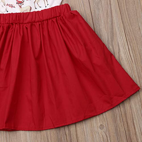 Roupas para bebê menina e irmã combinando de Natal, com babados e renda, 0-6T, Kids Dress, 2T