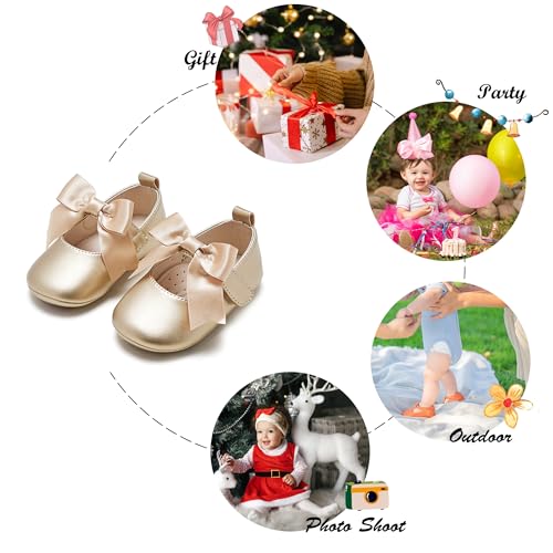 image for Felix & Flora Soft Sole Gold Baby Dress Shoes - Infant Baby Walking Sh
