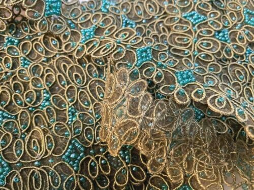 Olive & Teal Embroidered Hand Sewn 1 1/4