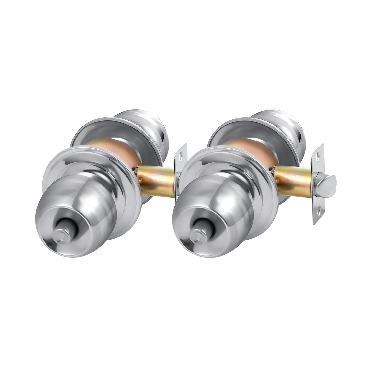 Privacy Ball Knob Lock, Stainless Steel Door Knob with Key Fit Door Thick 1.38-1.97 inc?2-Pack, Sliver