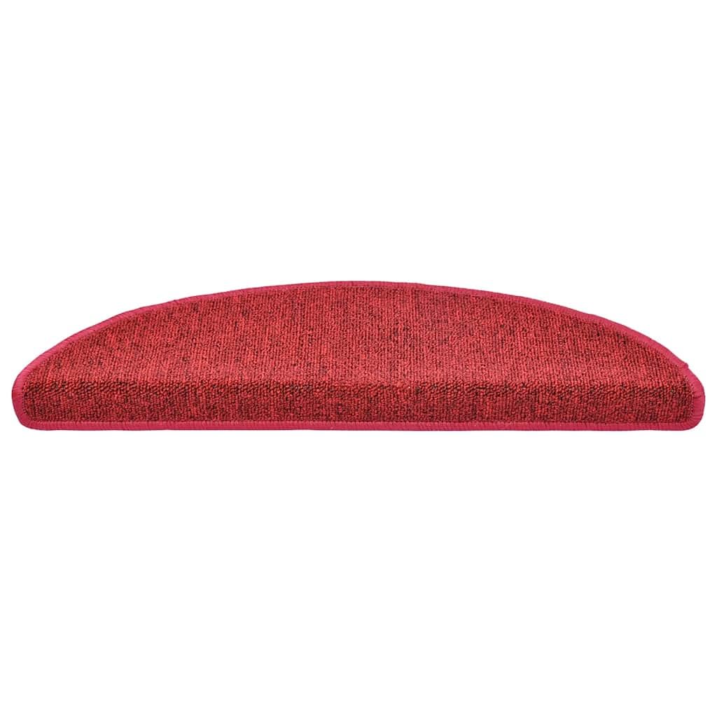 Maty na schody, 30 sztuk, 56 x 17 x 3 cm, czerwone, półokrągłe, ze 100% tuftowanego polipropylenu, samoprzylepne, antypoślizgowe, nadają się do prania, z ochroną przed hałasem i schodami