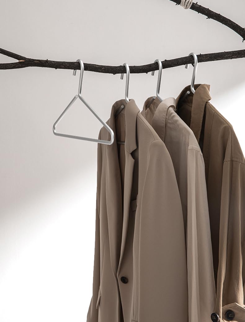 Lot de 10 cintres en aluminium argenté mat de qualité supérieure, 41,9 cm, extra lisses et durables, pour chemise, robe, cintre en alliage d'aluminium, support de vêtements, vêtements
