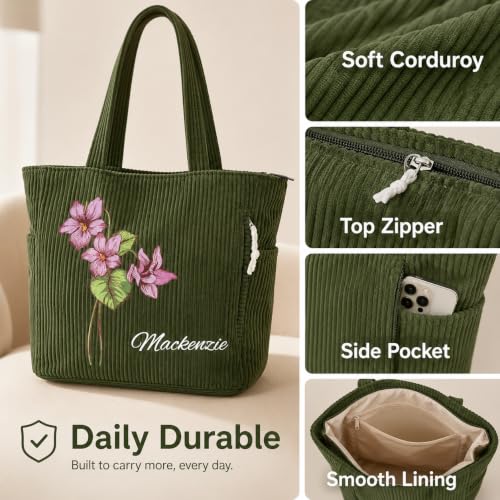 Bolso Tote de Pana para Mujer con Bolsillos miniatura 6
