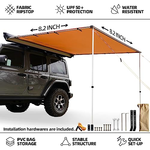 Samout SMSA Vehicle Awning, 8.2Ft X 8.2Ft, Rooftop Pullout Ripstop Upf50+ Side Awning, Reinforced Hinges & Poles For Jeep/Suv/Truck/Van thumb #1