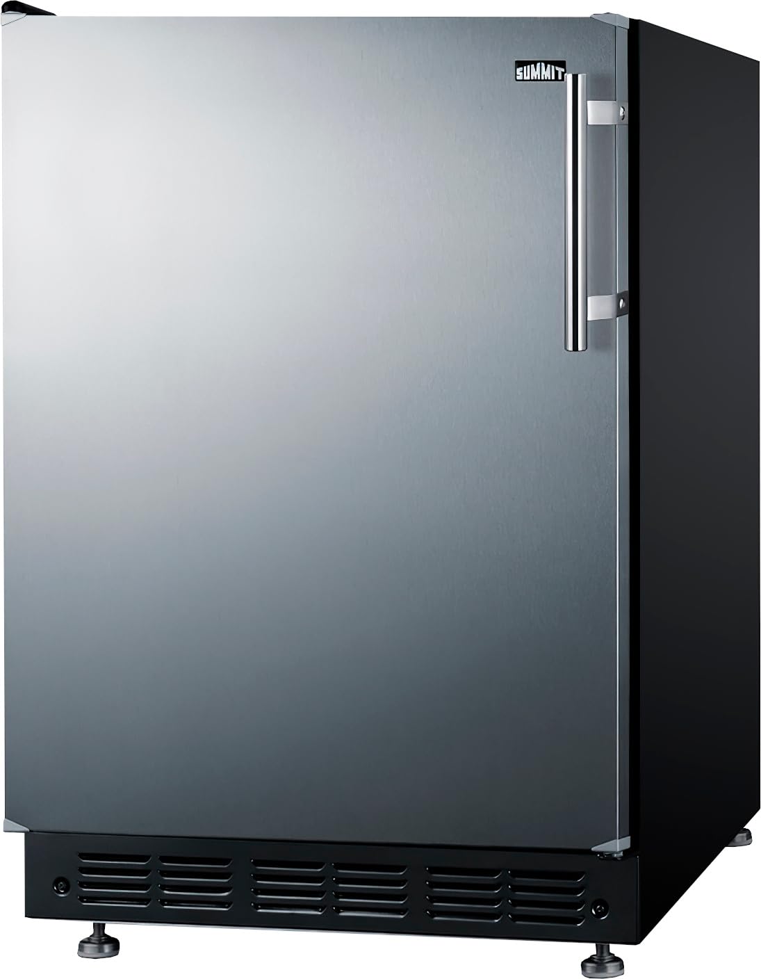 Summit FF6BK2SSRSLHD 24” Wide Adjustable Under Counter Refrigerator 5.5 cu.ft. Made in Europe with Automatic Defrost Operation, Reversible Stainless-Steel Door, Deluxe black interior (Left Hand Door) on Fridge.com