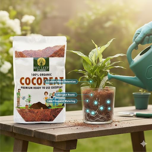 Image of Bay leef Cocopeat Powder for Plants | Ready to Use Organic Coco Peat Powder Coconut Husk | Ideal for Indoor & Outdoor Gardening, Seed Starting, Composting, and Hydroponics | Pack (2kg)