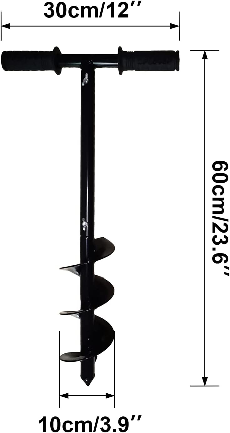 Homsky Hand Operated Auger Drill Bit for Planting, T Shaped 4"x24" Garden Auger Spiral Drill Bit, Bulb and Bedding Plant Augers, Manual Hole Auger Drill Digger Bit : Patio, Lawn & Garden