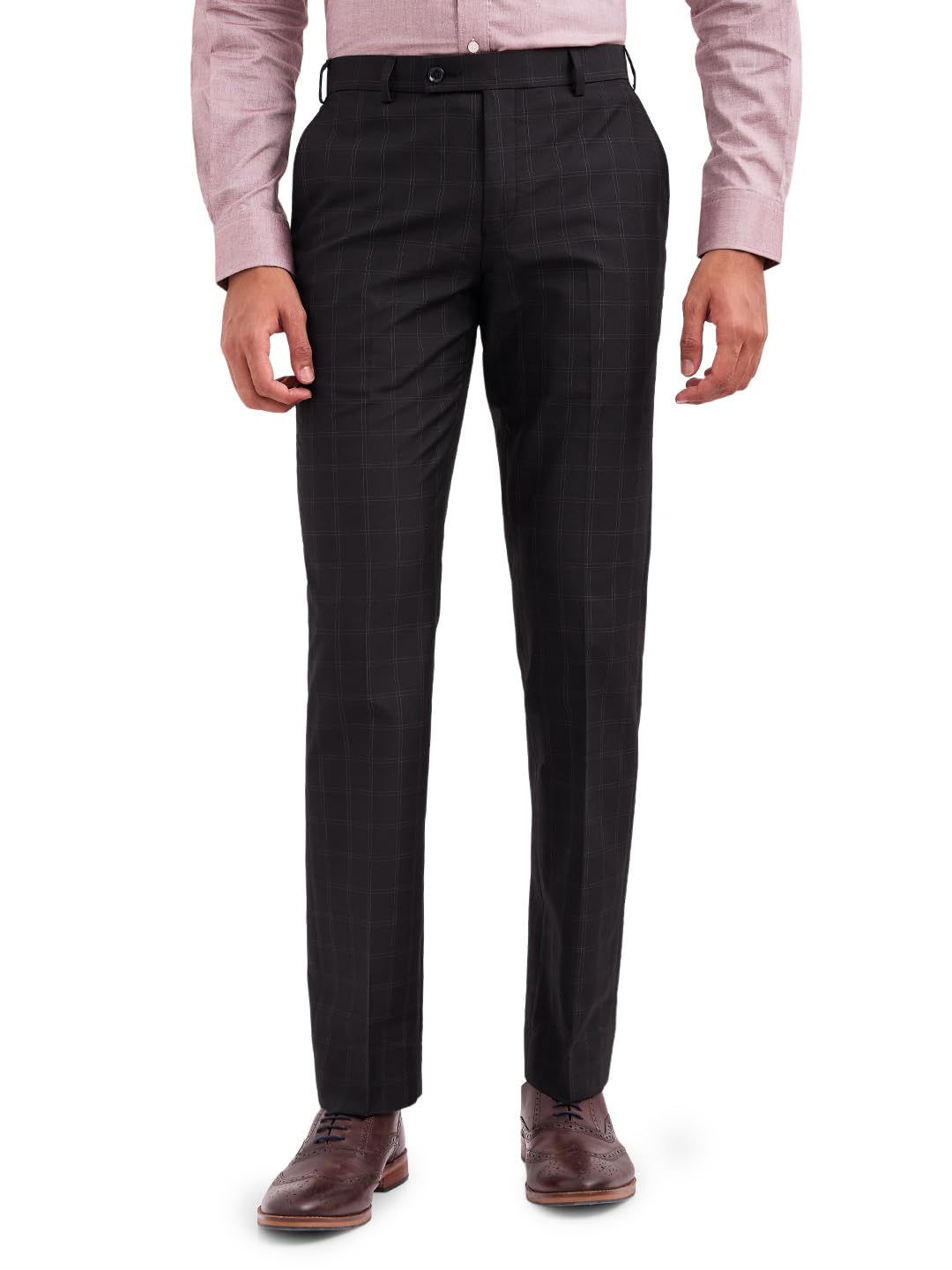 park avenue Men Smart Fit Checks Pattern Poly Viscose Blend Pleatless Formal Trouser-picture-33