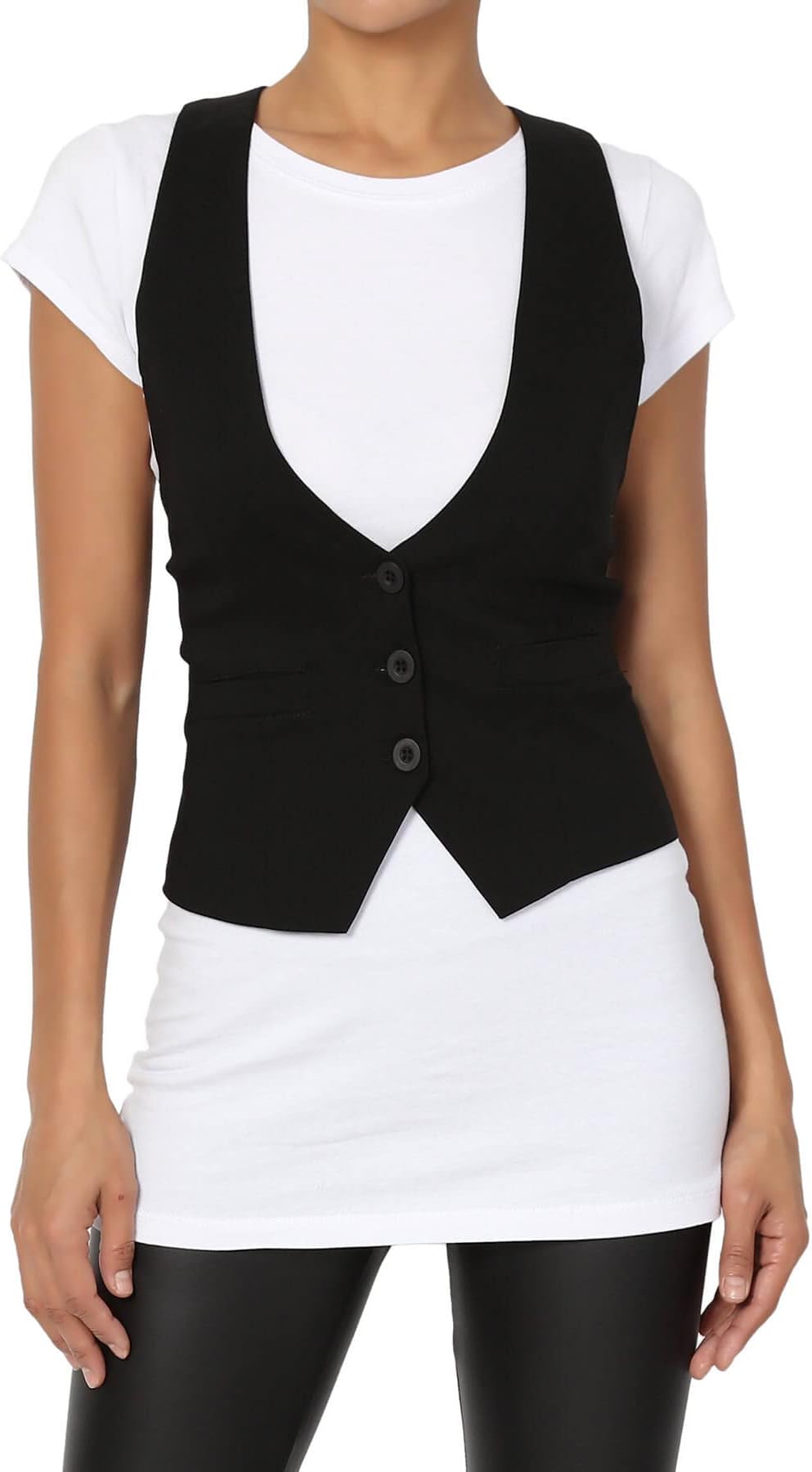 TheMogan Dressy Casual Versatile Racerback Vest Uniform Tuxedo Suit Waistcoat
