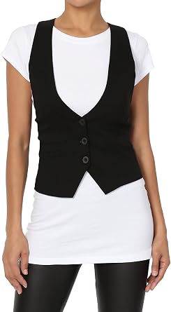 TheMogan Womens Dressy Casual Versatile Tuxedo Fully Lined Suit Vest Waistcoat Black XL
