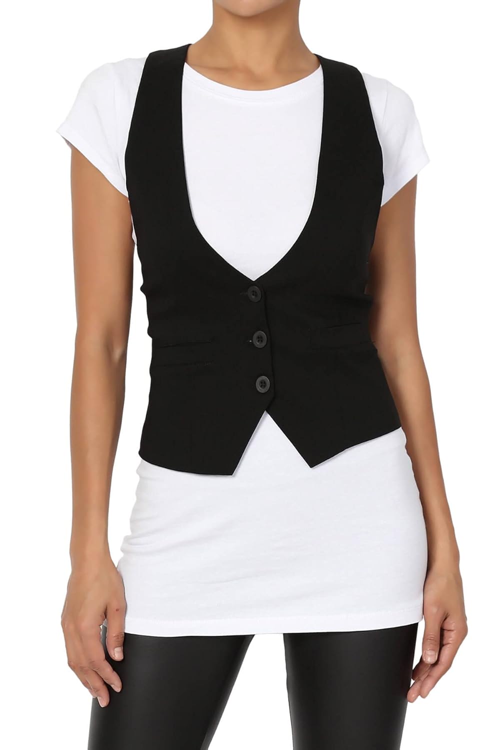 TheMogan Dressy Casual Versatile Racerback Vest Uniform Tuxedo Suit Waistcoat