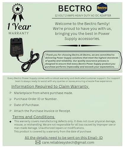 Bectro 12V 2 Amps Compact DC Switch Mode Power Adapter/Supply for LED Striplight, CCTV Camera, DC Motor, Battery Charging, Vending Machine, Toys,... - Image 5