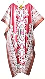 Bali Ladies Kaftan Beach Wear Clothes Womens Batik Long Loose Prayer Indonesia (Red)