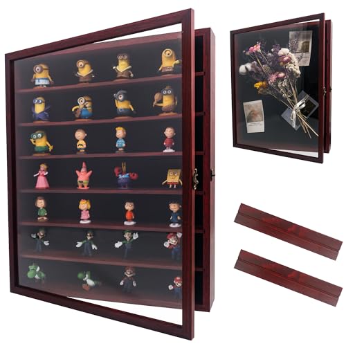 Image of 16x20 Shadow Box Frame with Removable Shelves, Red Deep Memory Box Display Case for Keepsake Collectibles, Coins Military Medals Pins Wedding Flowers
