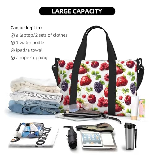 Laptop Tote Bag for Women Work - Cute Strawberry Berry Print Weekender Overnight Bags for Women Travel, Gym Duffle Bag for Men, Personal Item Crossbody Travel Bags for Men Carry On4