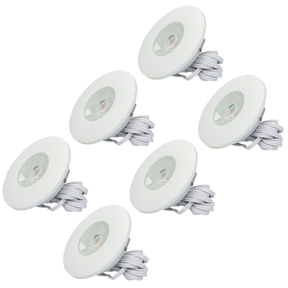 HOFTRONIC - 6er LED Einbaustrahler 230V Pavo Dimmbar Weiß 2700K Warmweiß Einbaustrahler Flach (Einbautiefe 12mm) LED Deckenleuchte IP44 für Badezimmer, Küche - Mini Möbeleinbauleuchten