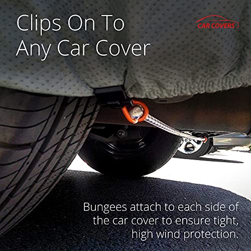 Image of AllGuard Gust Strap Wind Protector Kit - Heavy-Duty Car Cover Straps with Bungee Cords and Hooks & Strong Locking Clips, Universal Fit for Most Cars, SUVs, Trucks, Keeps Covers Secure in High Winds