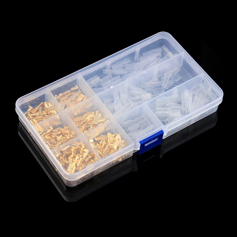Kit assortimento di 270 connettori maschio e femmina isolati da 2,8/4,8/6,3 mm per terminali a crimpare elettrici.