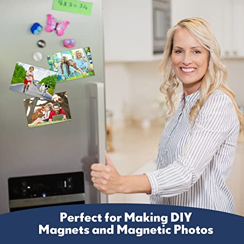 Image of Macarrie 4 x 6 Adhesive Magnetic Sheets with Adhesive Backing Cuttable Magnetic Paper Stickers Flexible Peel and Stick for Picture Crafts Die Storage Photos(150 Pcs)