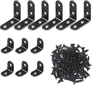 L Bracket, 12Pcs Metal Bracket for Wood Right Angle Bracket L Shaped Bracket Corner Bracket with 36 Metal Screws for Wood Furniture Cabinet Desk(6pcs-40mm/6pcs-30mm)