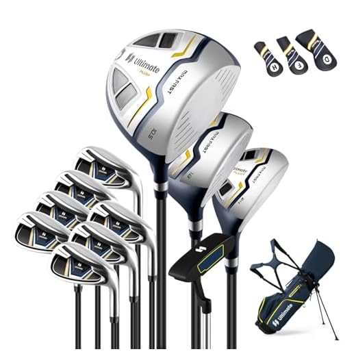 COSTWAY Complete Men's Golf Club Set, 15-Piece Golf Set, Right-Handed with Golf Bag & Rain Cover, Golf Club Sets with Driver, #3 Fairway Wood, Hybrid, Iron & Putter (Yellow)