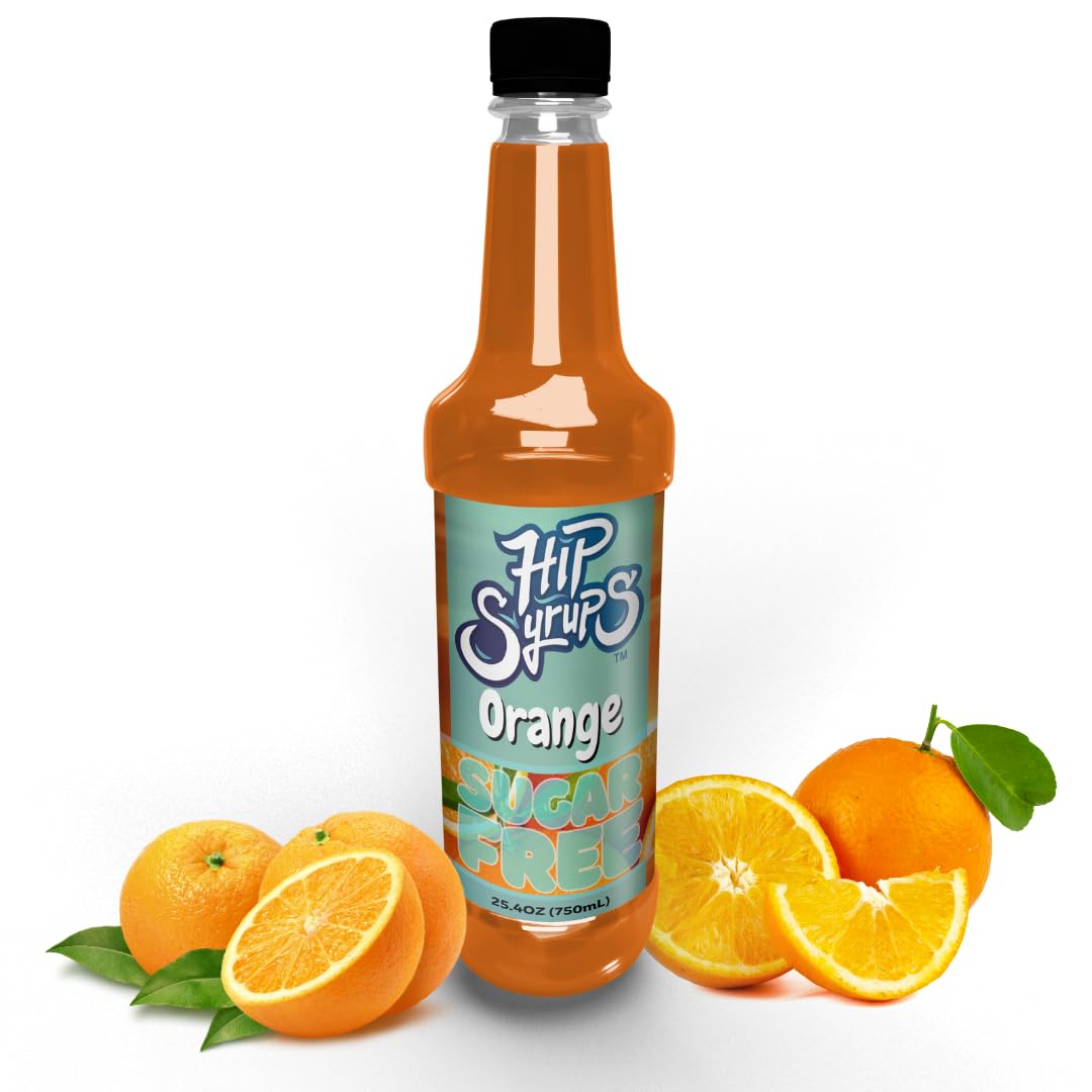 Hip Syrups - Orange Sugar Free Syrup Designed for Water Flavor, Bubble Tea, Boba Tea, Cocktails, Orange Favoring, Water Enhancer, Drink Mix for Ice Tea, Lemonade & More, Zero Calorie Flavoring, Keto Friendly, Sugar Free