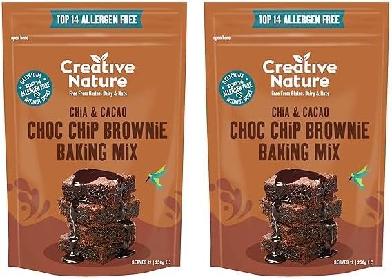 Creative Nature Gluten Free Cake Mix | Brownie Mix | Vegan & Free From Baking Mix | Gluten Free, Nut Free, Dairy Free & 100% Allergen Free | 250g (Pack of 2)