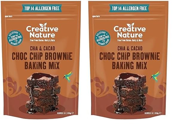 Creative Nature Gluten Free Cake Mix | Brownie Mix | Vegan & Free From Baking Mix | Gluten Free, Nut Free, Dairy Free & 100% Allergen Free | 250g (Pack of 2)