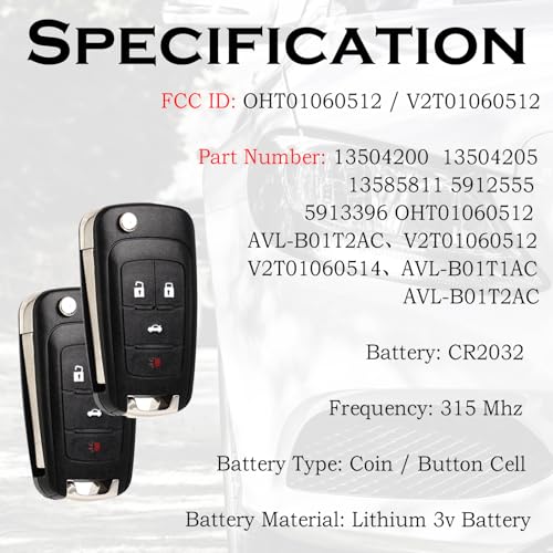image for SUPALAND Flip Key Fob Replacement Fits for Chevy Cruze Equinox Camaro 
