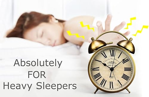 Miniatura 3 de Maxspace Reloj de mesa de metal dorado, retro vintage sin tictac, pequeño reloj despertador, funciona con pilas, movimiento de cuarzo silencioso de