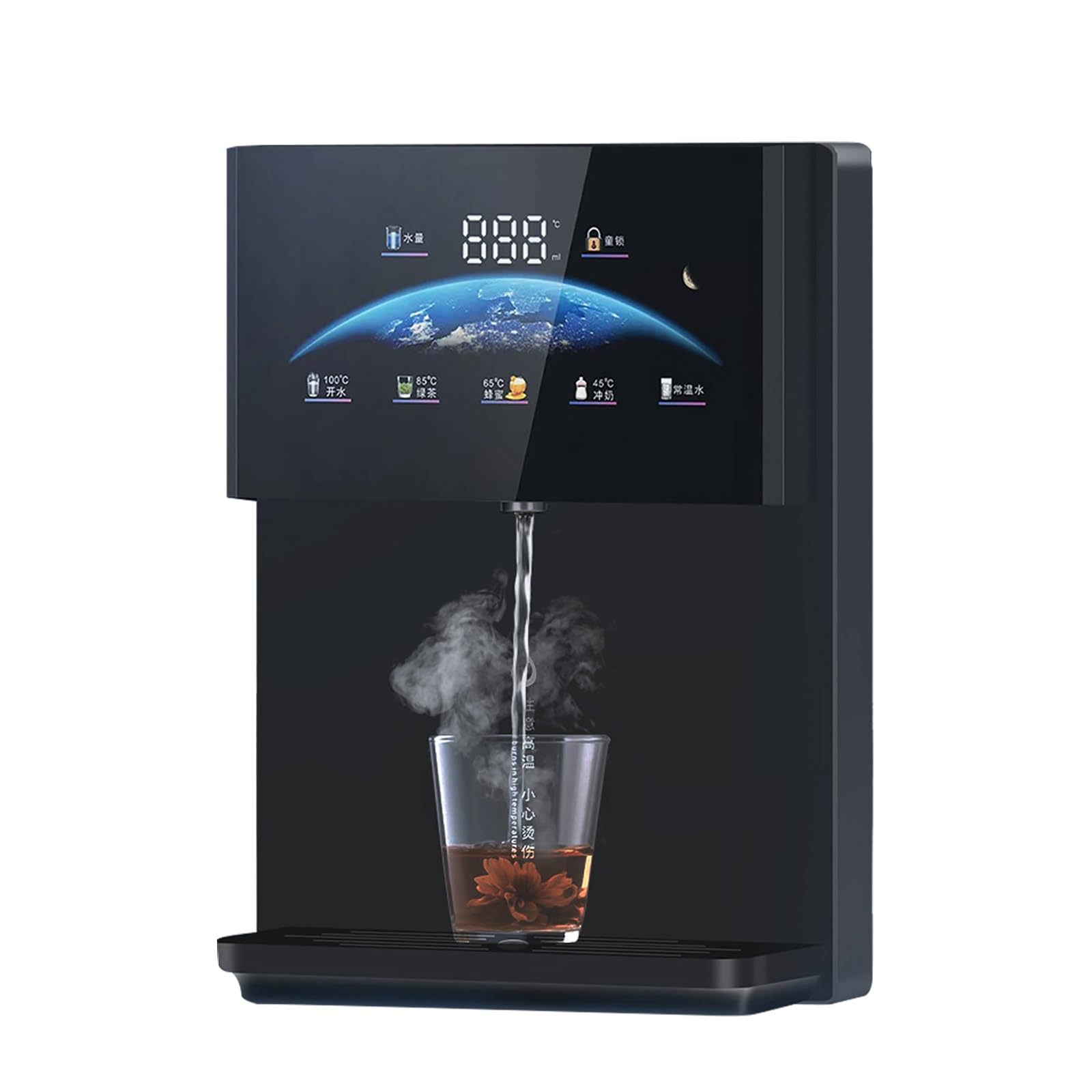 Dispenser Acqua a Riscaldamento Istantaneo da 2200 W, Refrigeratore D'acqua da Ufficio a Parete, Capacità di Riscaldamento di 20 L/h, 5 Temperature e 4 Tipi di Acqua Erogati