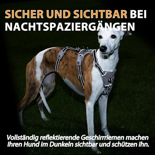 Huntboo Sicherheitsgeschirr Hund Ausbruchsicher, Panikgeschirr für Hunde, Anti Zug Hundegeschirr, Reflektierend, Verstellbare, Leichte Weste für kleine, mittelgroße und große Haustiere (Schwarz,L)